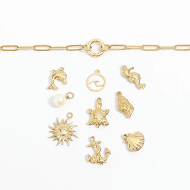 18K Gold PVD Stainless Steel Paperclip Charm Keeper Necklace