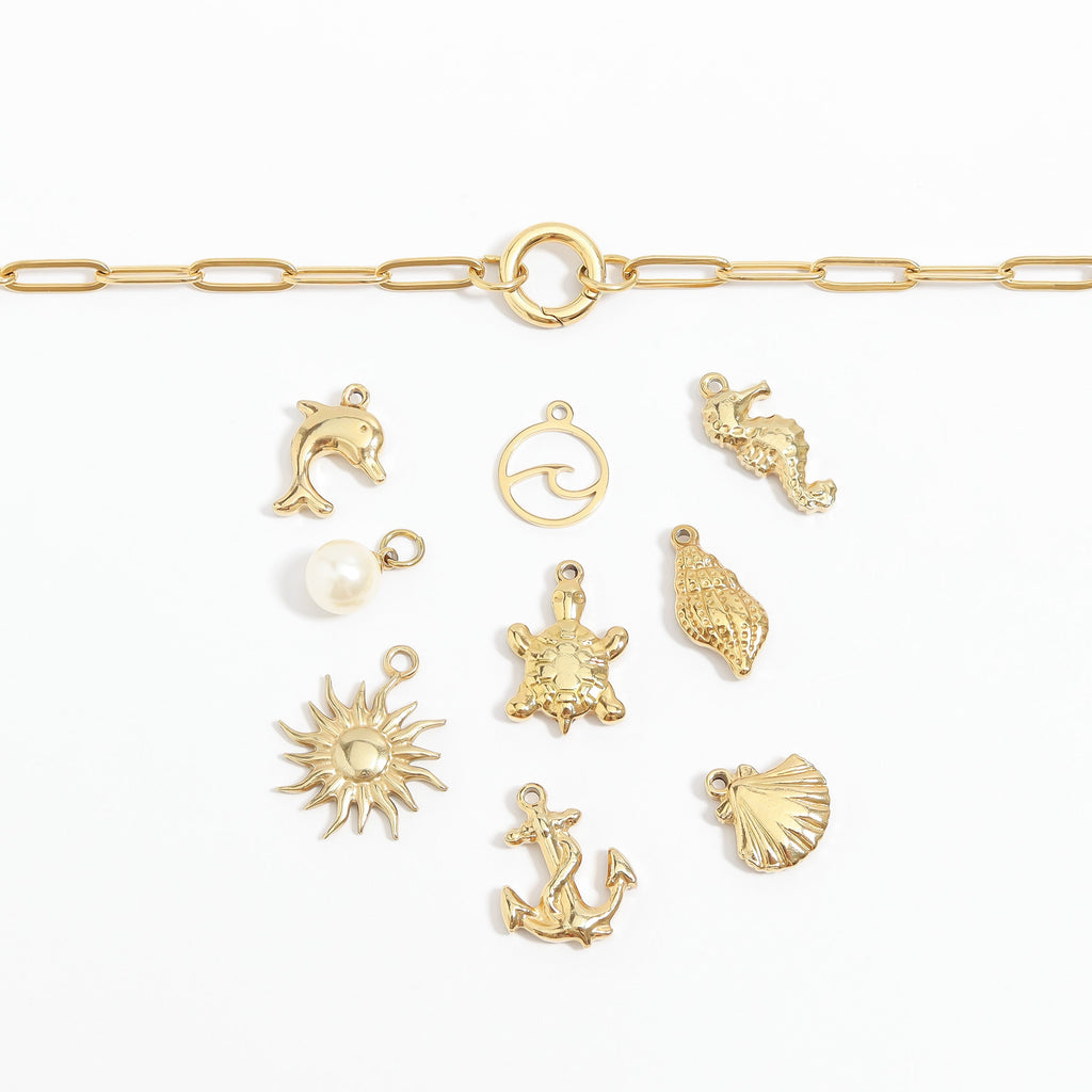 Glass Pearl Charms – Durable 8mm Hypoallergenic Jewelry With Gold Hoop Accent