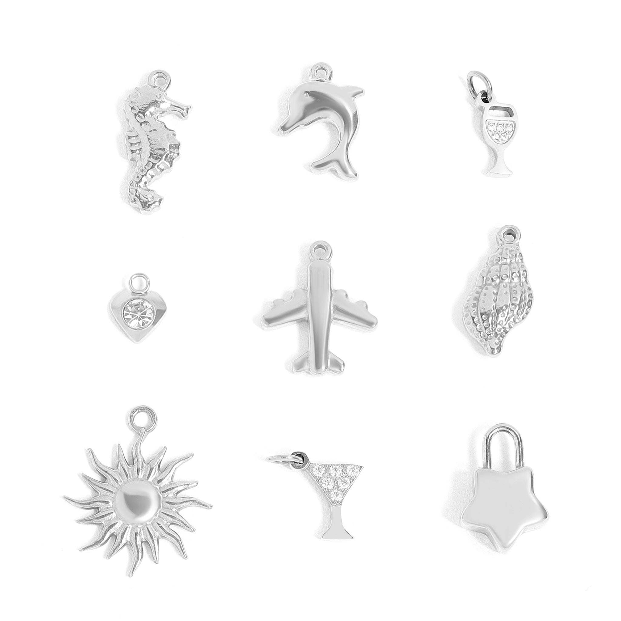 Vacation Charm Set – 18K Gold Plated Stainless Steel Holiday Themed Charms