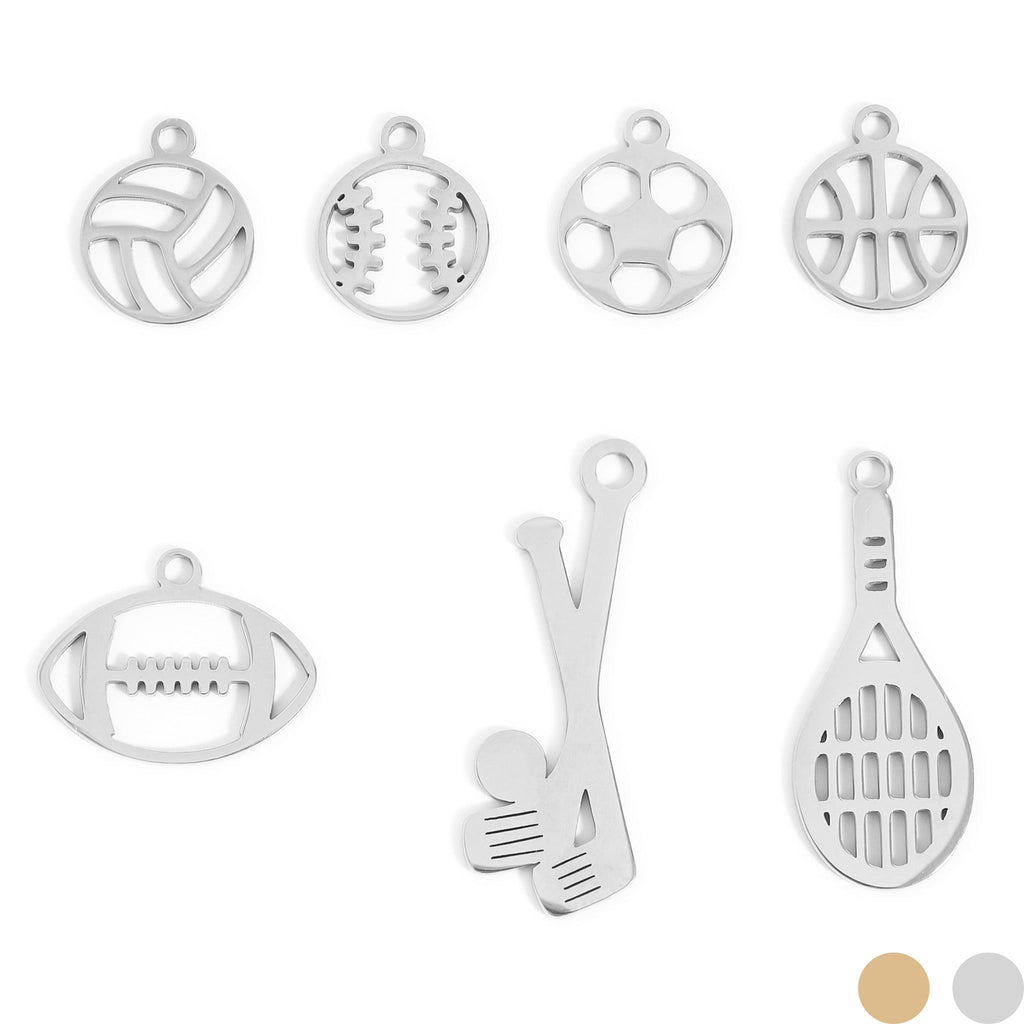 Sports Charm Bundle – 18K Gold PVD Stainless Steel Charms | Durable, Hypoallergenic Set