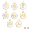 18K Gold Charm Set – Sea Life Charms with White Epoxy Finish | Hypoallergenic Jewelry