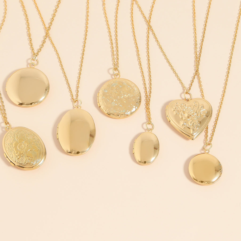 Gold Floral Locket – 18K Gold Jewelry | Round Keepsake Pendant, Hypoallergenic Charm
