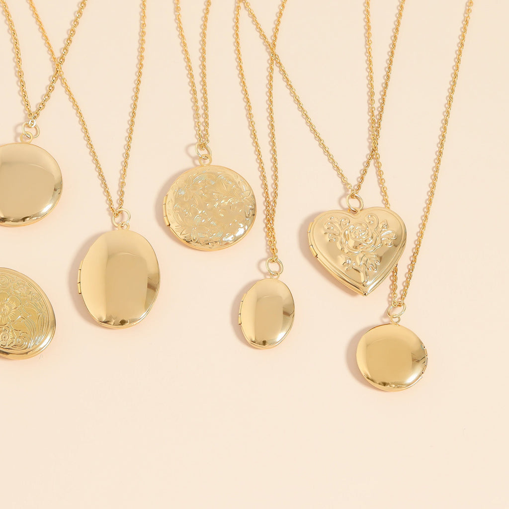 18K Gold Oval Locket – Personalized Photo Keepsake With PVD Gold Finish Jewelry