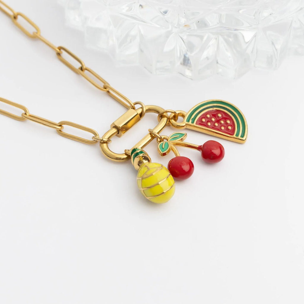 Fruit Charm Set – 18K Gold Stainless Steel Summer Charm Set | Hypoallergenic Jewelry