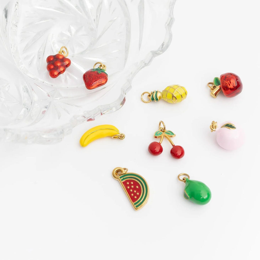 Fruit Charm Set – 18K Gold Stainless Steel Summer Charm Set | Hypoallergenic Jewelry