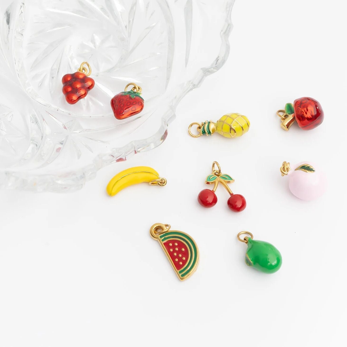 Fruit Charm Set – 18K Gold Stainless Steel Summer Charm Set | Hypoallergenic Jewelry