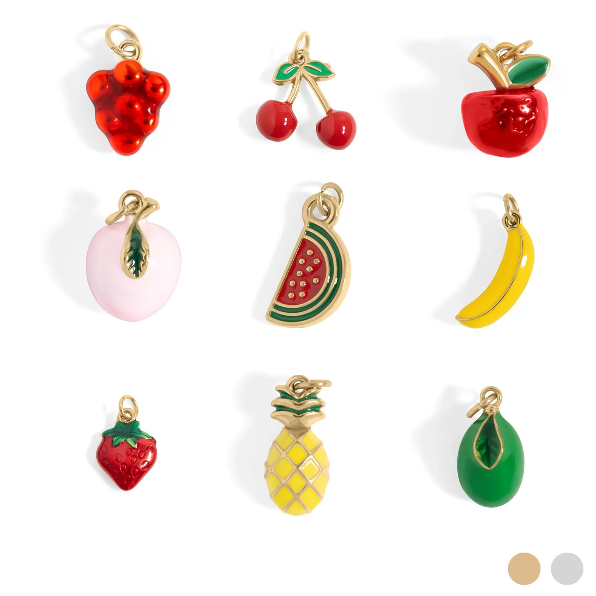 Fruit Charm Set – 18K Gold Stainless Steel Summer Charm Set | Hypoallergenic Jewelry