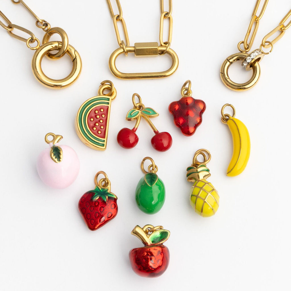 Fruit Charm Set – 18K Gold Stainless Steel Summer Charm Set | Hypoallergenic Jewelry