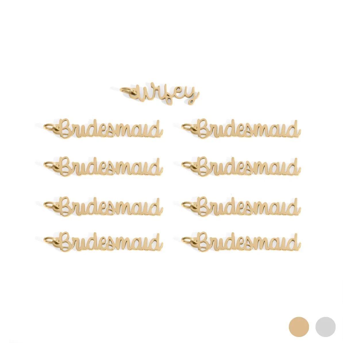 Bridal Party Charm Set – 18K Gold PVD Stainless Steel Wedding Keepsake Charms