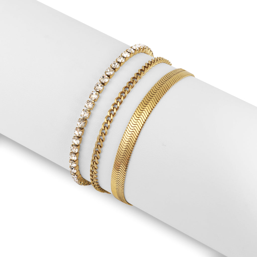 Gold Layered Bracelet Set – 25 Pc 18K Gold Stainless Steel Bracelets