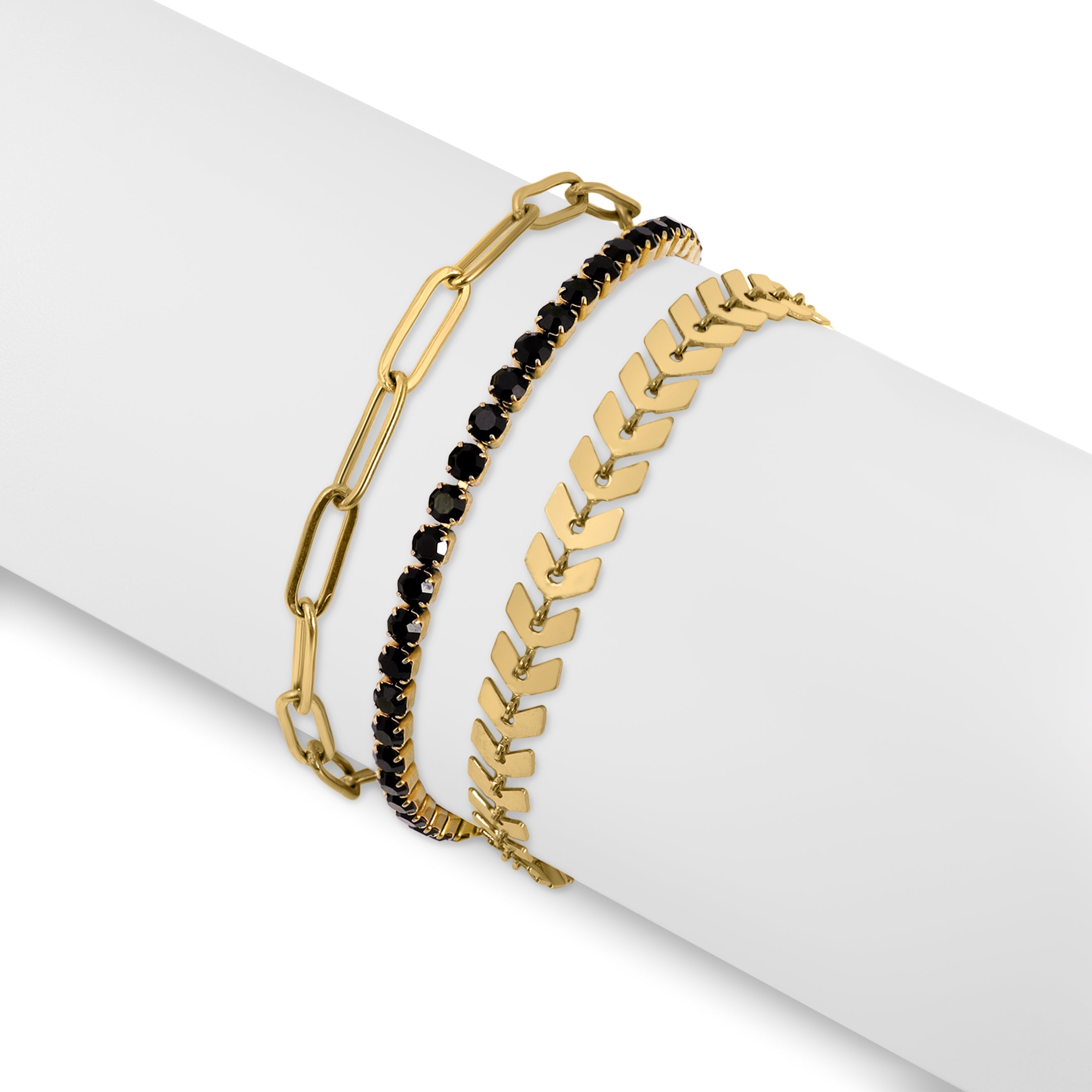 Gold Layered Bracelet Set – 25 Pc 18K Gold PVD Stainless Steel Bracelets for Women