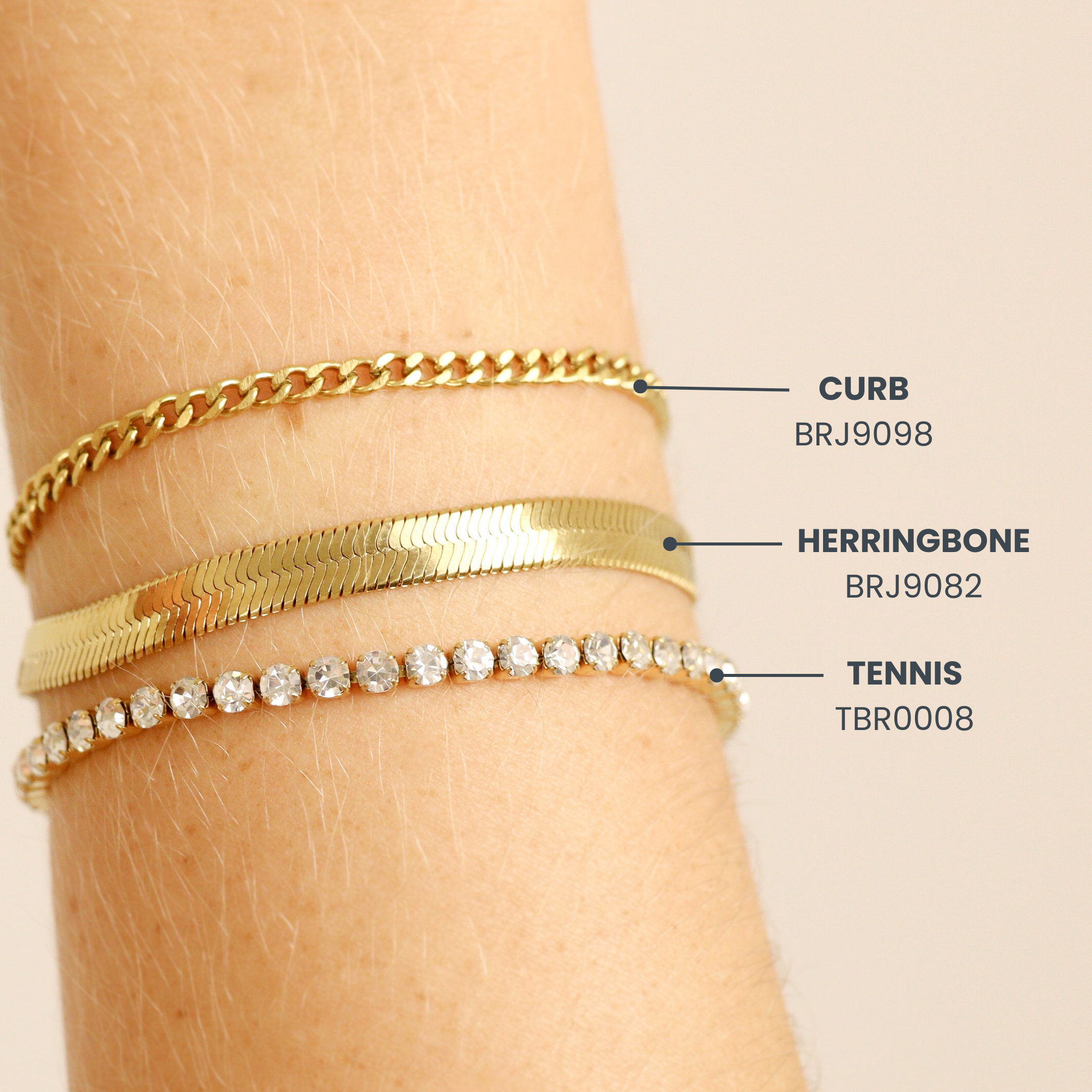 Diamond Cut Curb Chain 18K Gold Bracelet – Durable Hypoallergenic Stainless Steel Jewelry