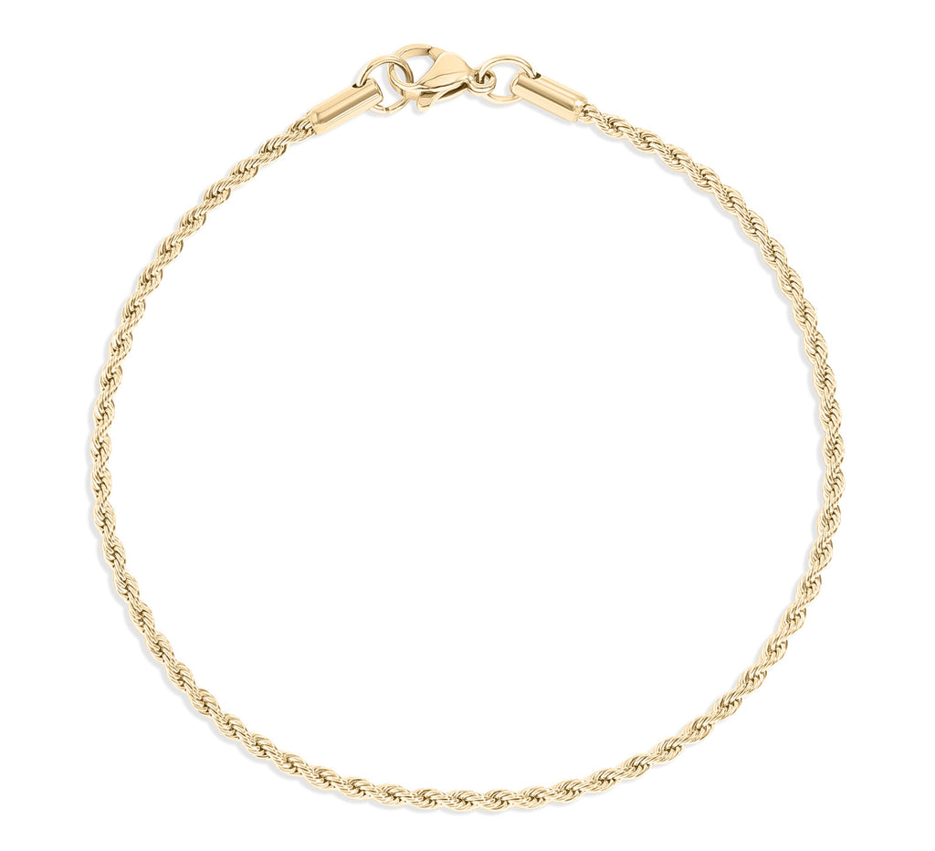 Rope Chain Bracelet – 18K Gold Durable Stainless Steel PVD Coated Jewelry