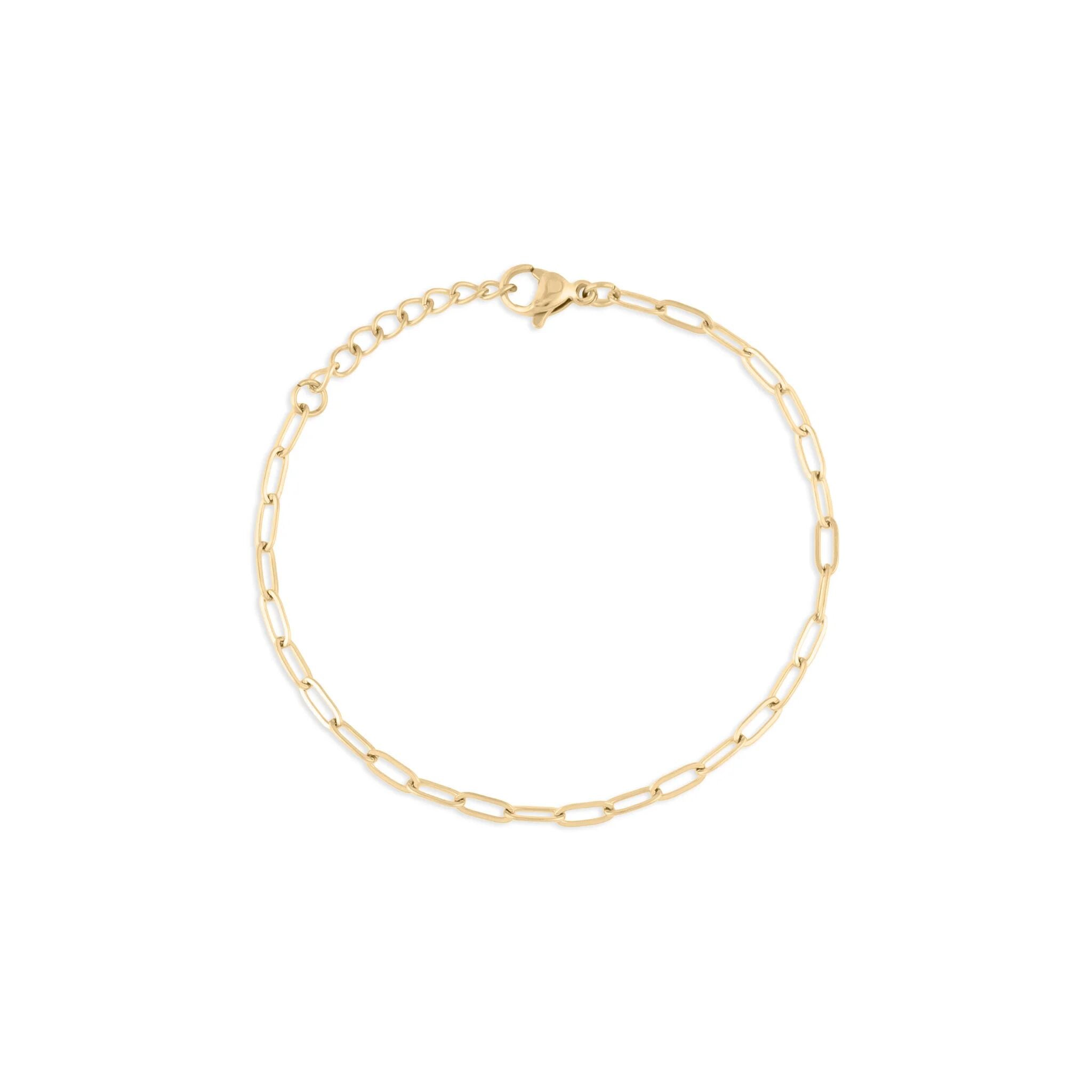 Wholesale Jewelry 14K Gold Filled Plus Paperclip Chain Bracelet- Main- 2.5mm