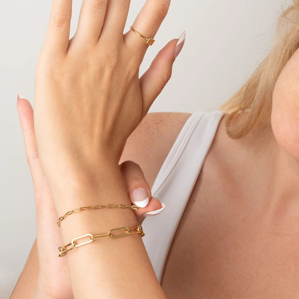 Wholesale Jewelry 14K Gold Filled Plus Paperclip Chain Bracelet- Model- 2.5mm and 6.5mm