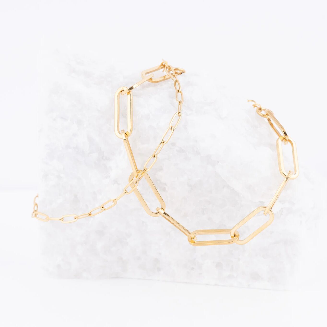 Wholesale Jewelry 14K Gold Filled Plus Paperclip Chain Bracelet- Studio- 2.5mm and 6.5mm