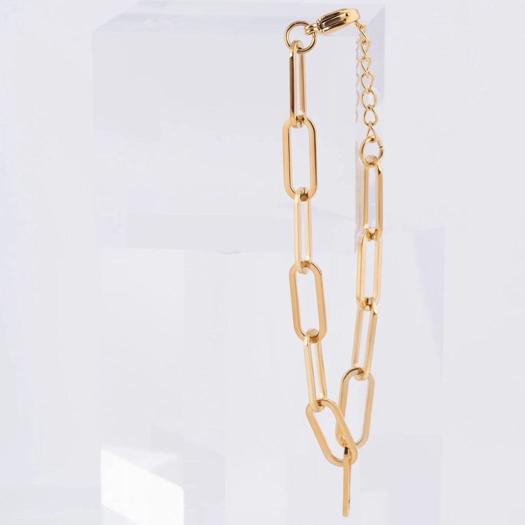 Wholesale Jewelry 14K Gold Filled Plus Paperclip Chain Bracelet- Studio- 6.5mm