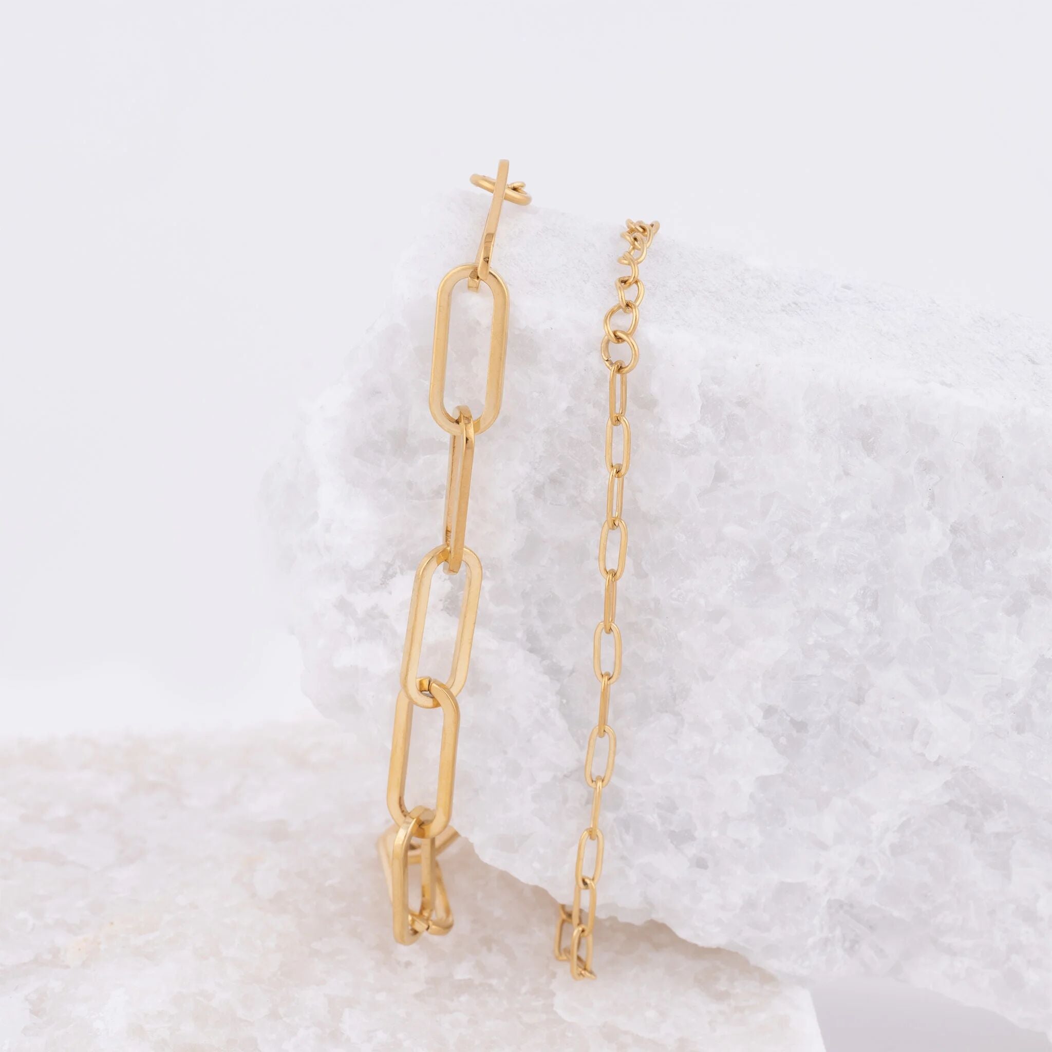 Wholesale Jewelry 14K Gold Filled Plus Paperclip Chain Bracelet- Studio- 2.5 mm and 6.5mm