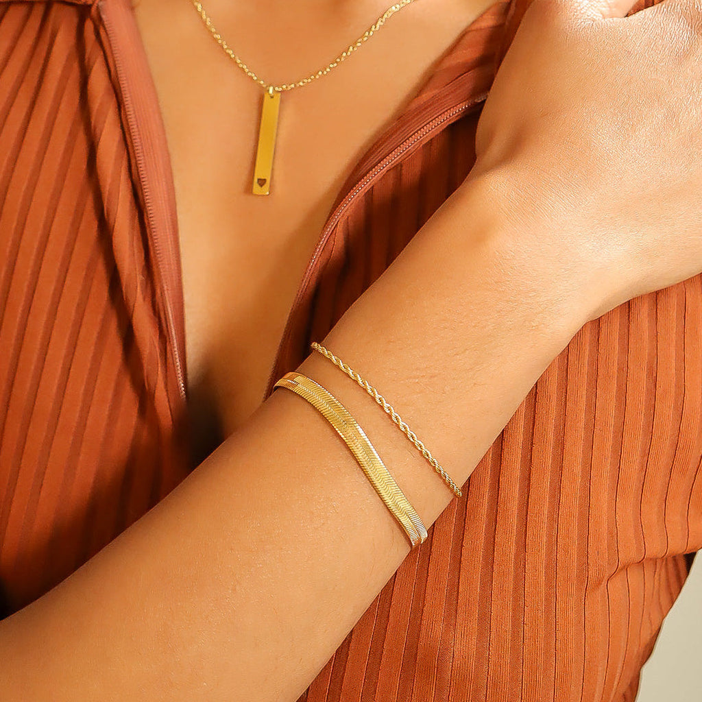 18K Gold PVD Stainless Steel Coated Rope Chain Bracelet/Anklet
