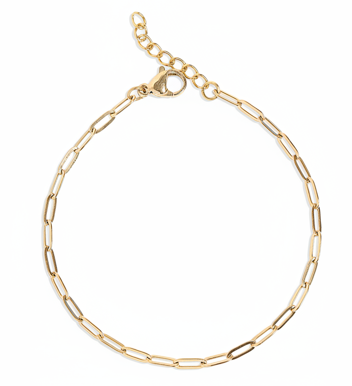 18K Gold PVD Stainless Steel Paperclip Chain Bracelet