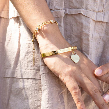 18K Gold PVD Stainless Steel Stone Paperclip Bracelet