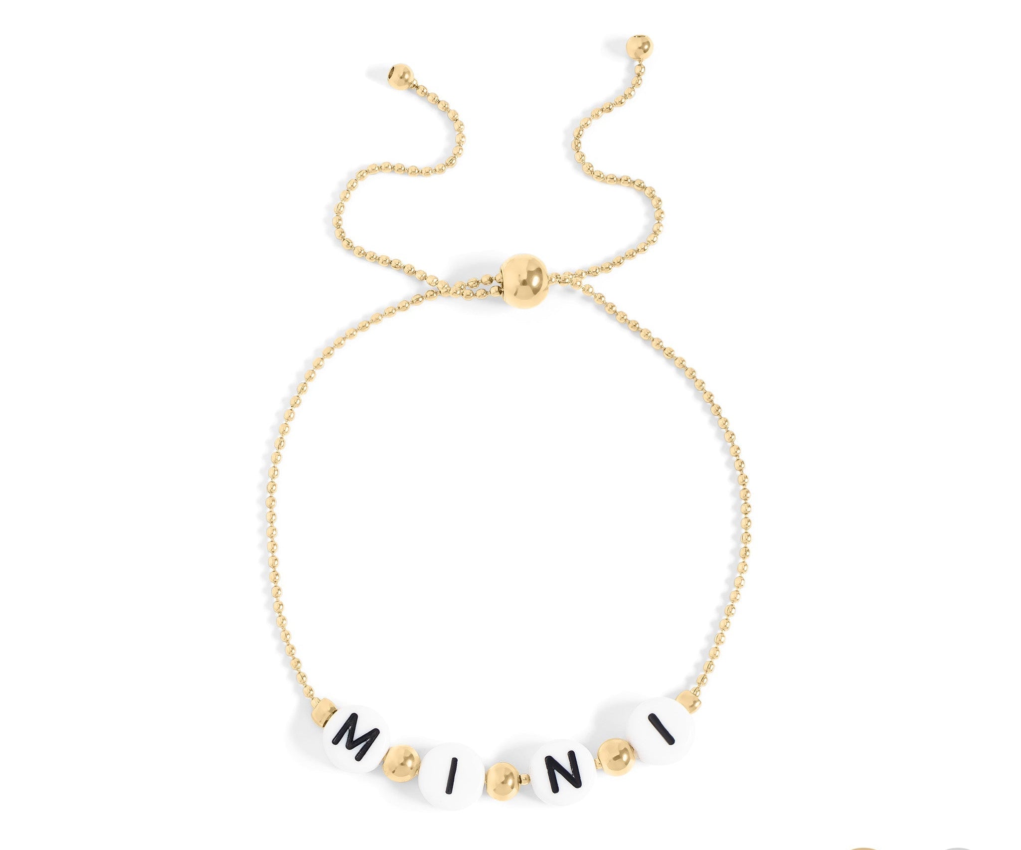 18K gold PVD Stainless Steel Beaded "Mini" Adjustable Bracelet