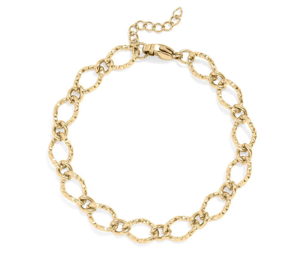 Stainless Steel Hammered Oval Bracelet