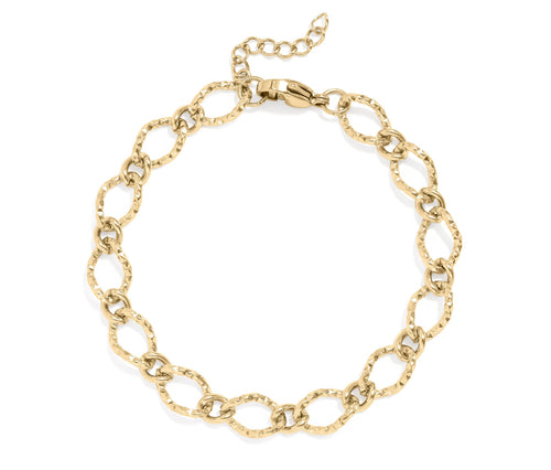 Stainless Steel Hammered Oval Bracelet