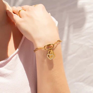 18K Gold PVD Stainless Steel Paperclip Carabiner Bracelet