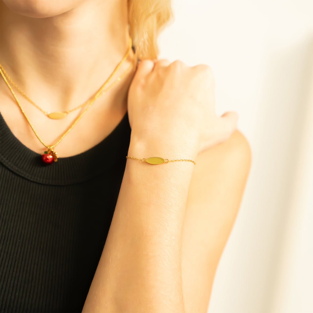 Gold Stainless Steel Necklace – 18K PVD Coated Blank Pendant, Hypoallergenic Jewelry