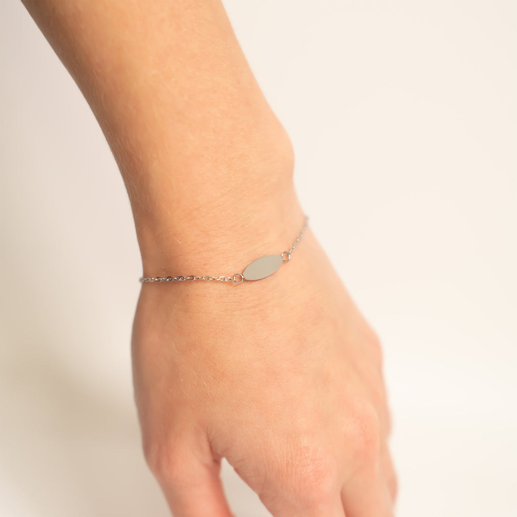 18K Gold Bracelet – Minimalist Stainless Steel Engraving Blank Bar, Tarnish Resistant