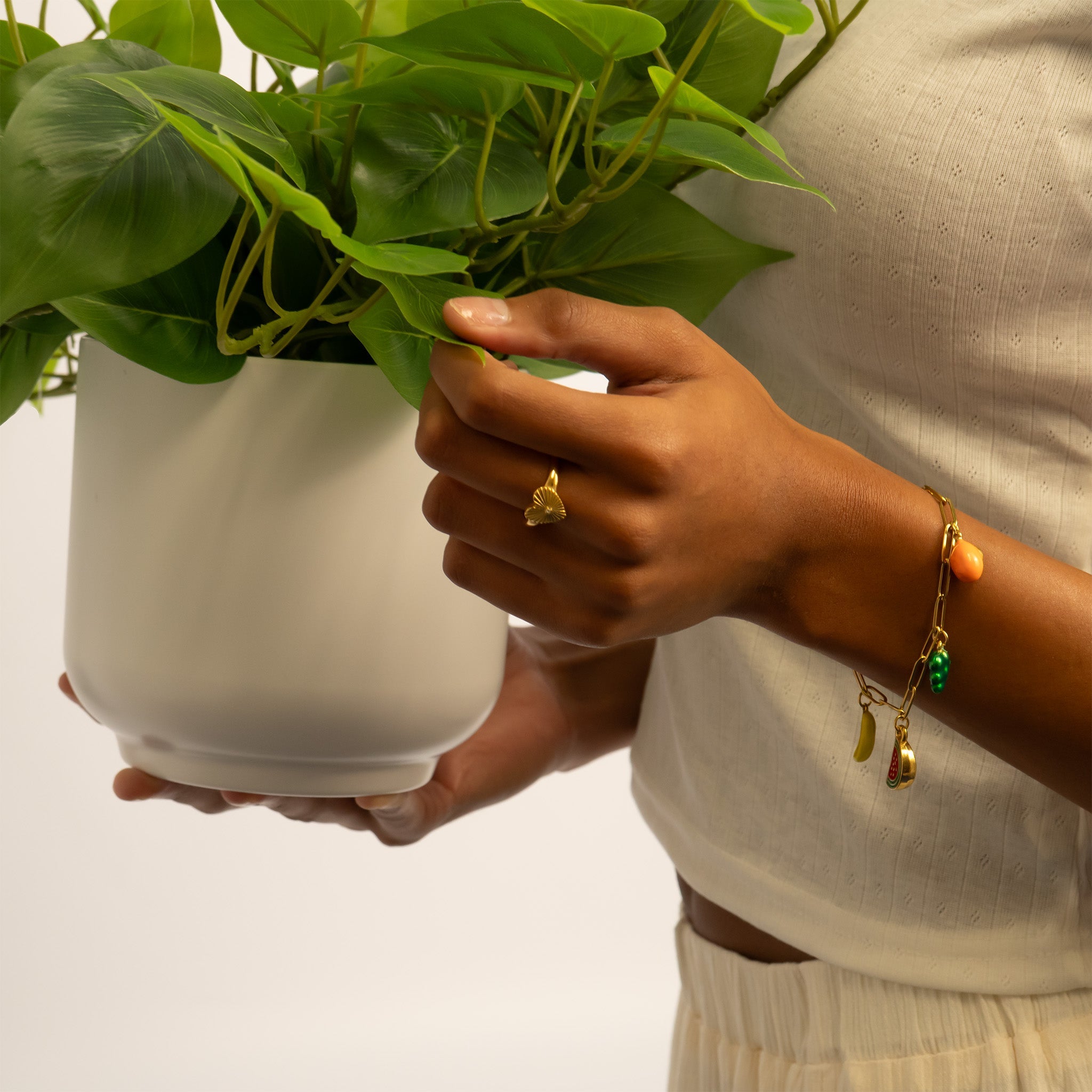 Fruit Charm Bracelet – 18K Gold Stainless Steel, Hypoallergenic Jewelry Accessory