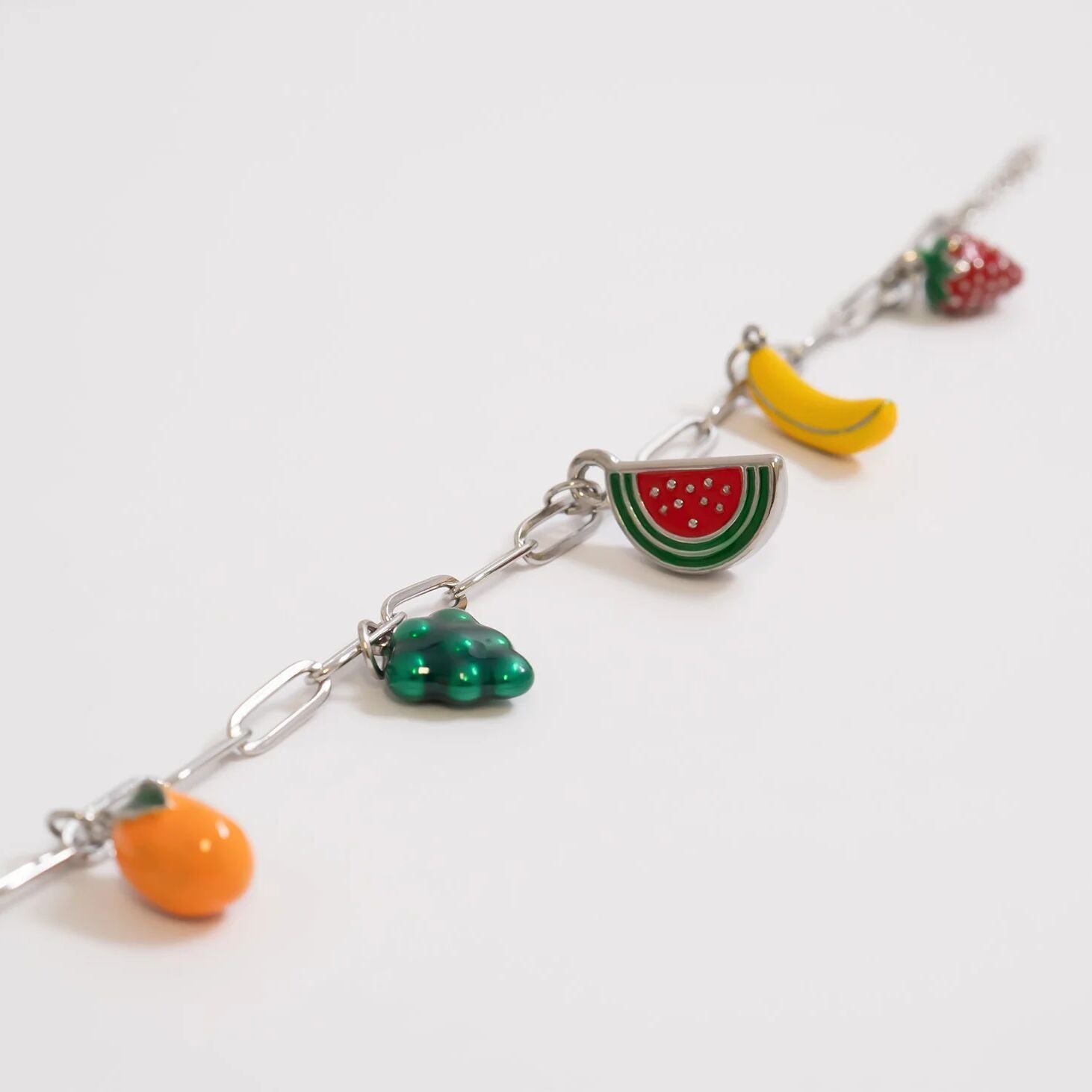 Fruit Charm Bracelet – 18K Gold Stainless Steel, Hypoallergenic Jewelry Accessory