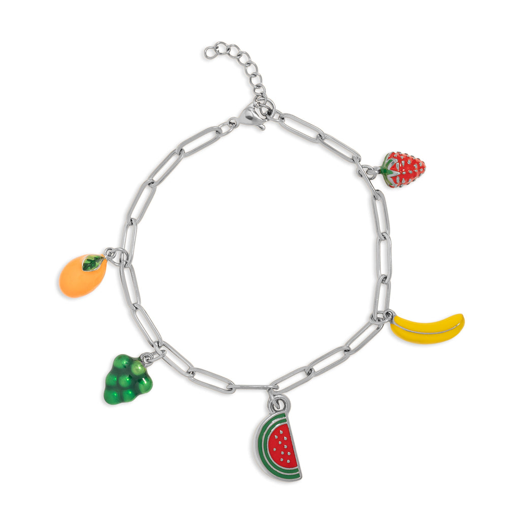 Fruit Charm Bracelet – 18K Gold Stainless Steel, Hypoallergenic Jewelry Accessory