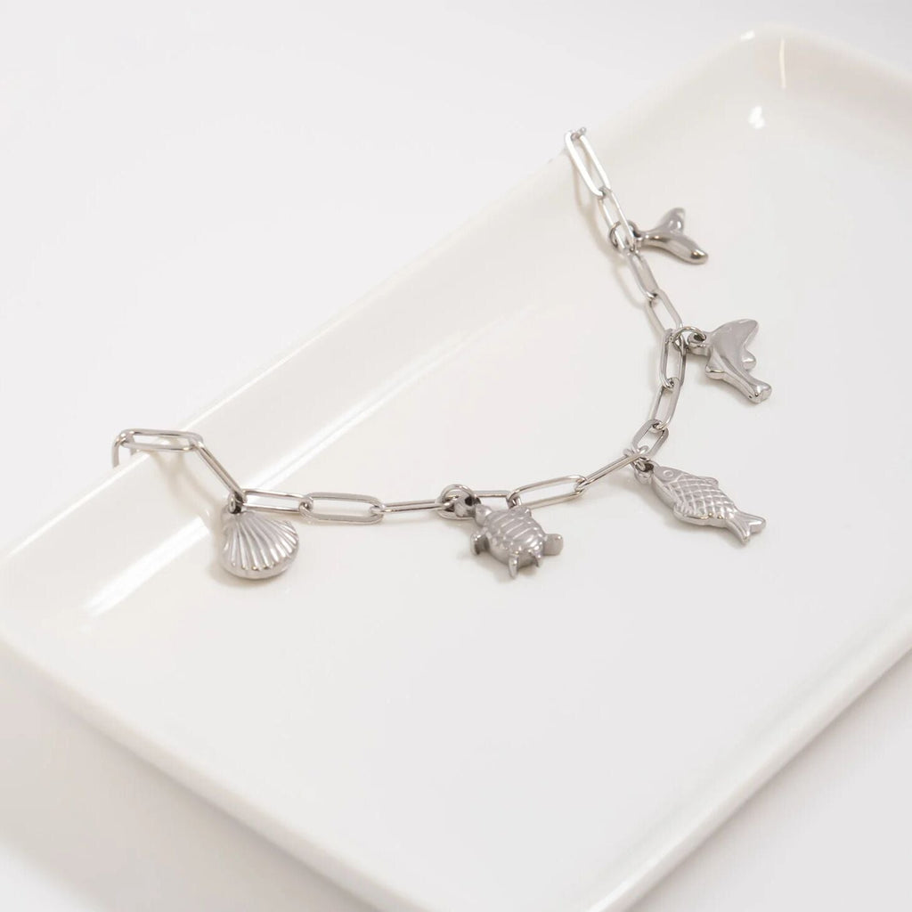 Gold Charm Bracelet – 18K PVD Stainless Steel Sea Charm Coastal Jewelry Gift