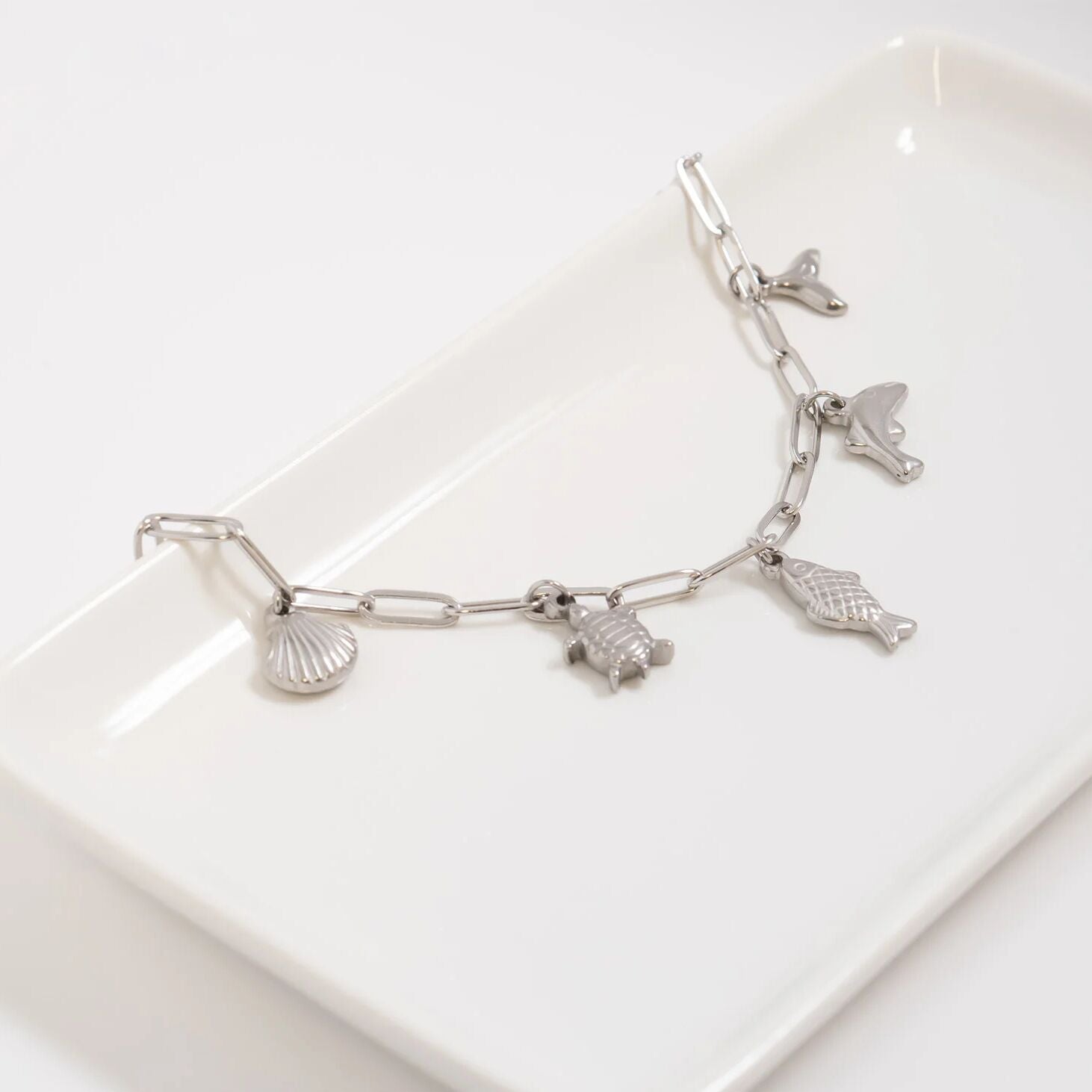 Gold Charm Bracelet – 18K PVD Stainless Steel Sea Charm Coastal Jewelry Gift
