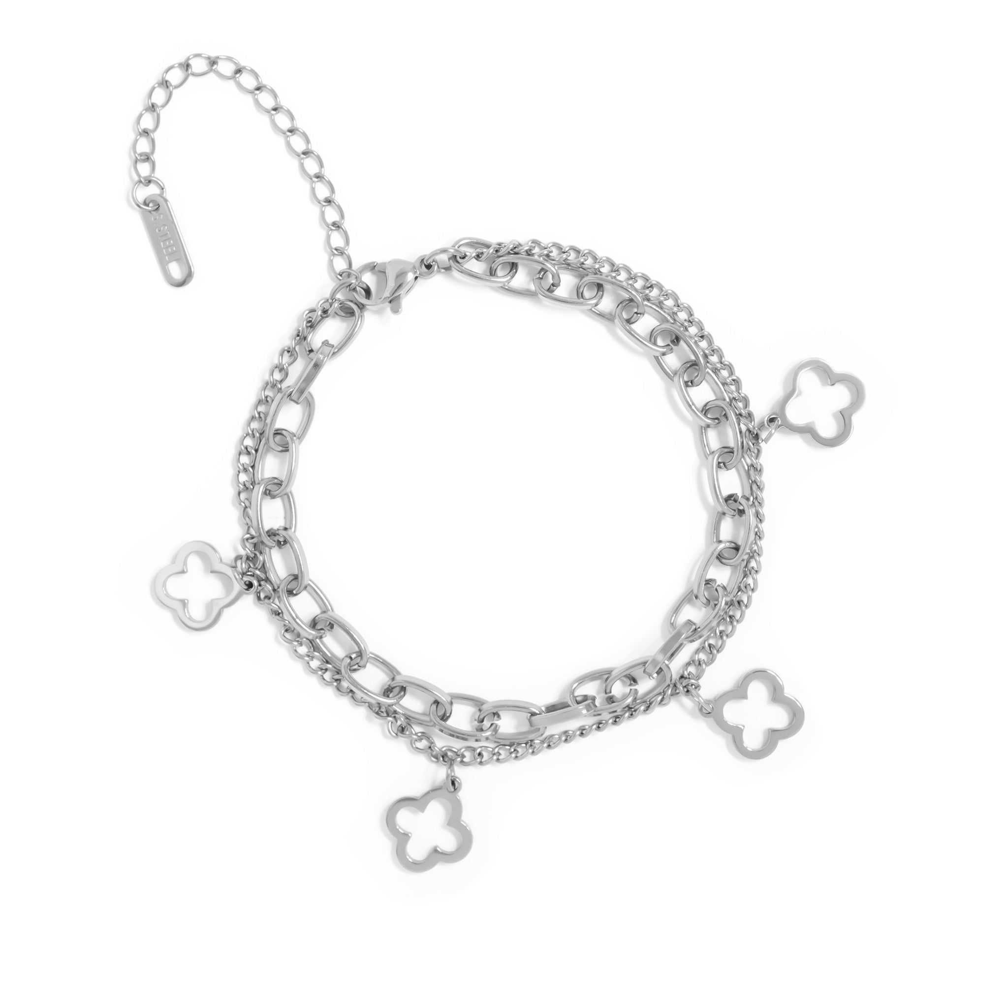 Gold Clover Charm Bracelet – 18K Gold Plated Dainty Chain, Hypoallergenic Jewelry