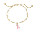 Adjustable Bangle with Cancer ribbon Charm