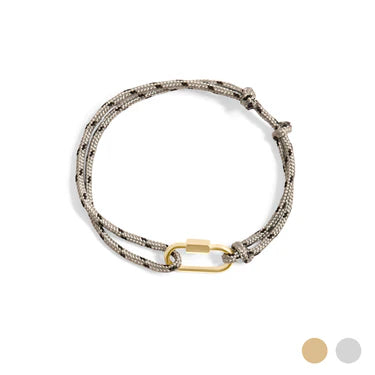 18K Gold PVD Stainless Steel Rope Carabiner Bracelet