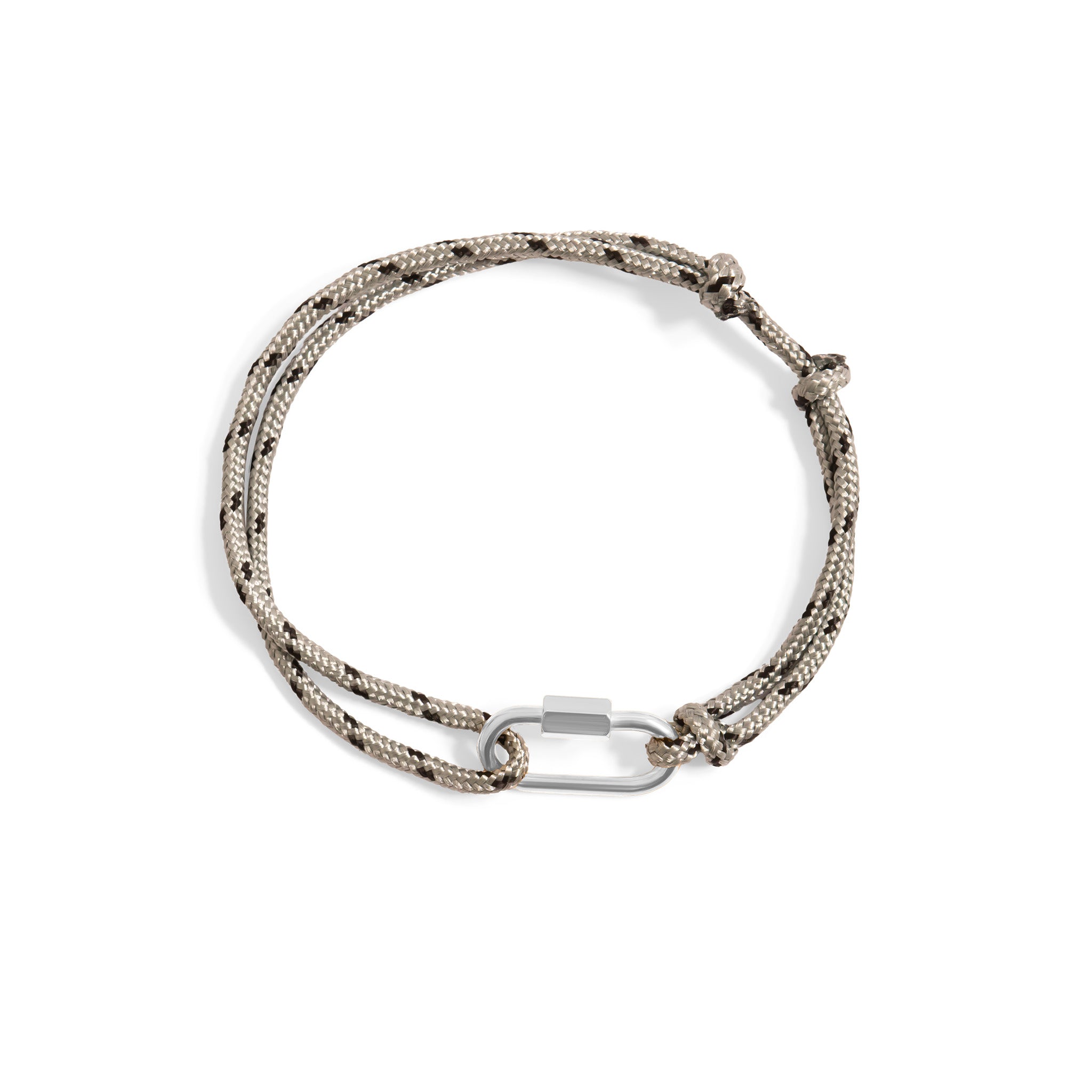 Silver / Grey Rope Carabiner Bracelet / BRJ1097