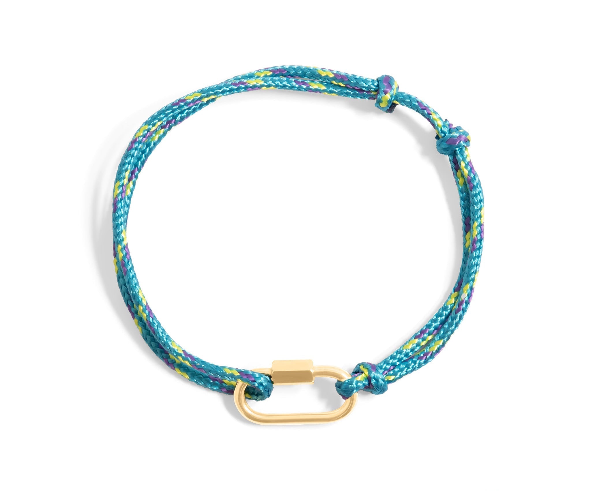 Gold / Teal Rope Carabiner Bracelet / BRJ1098