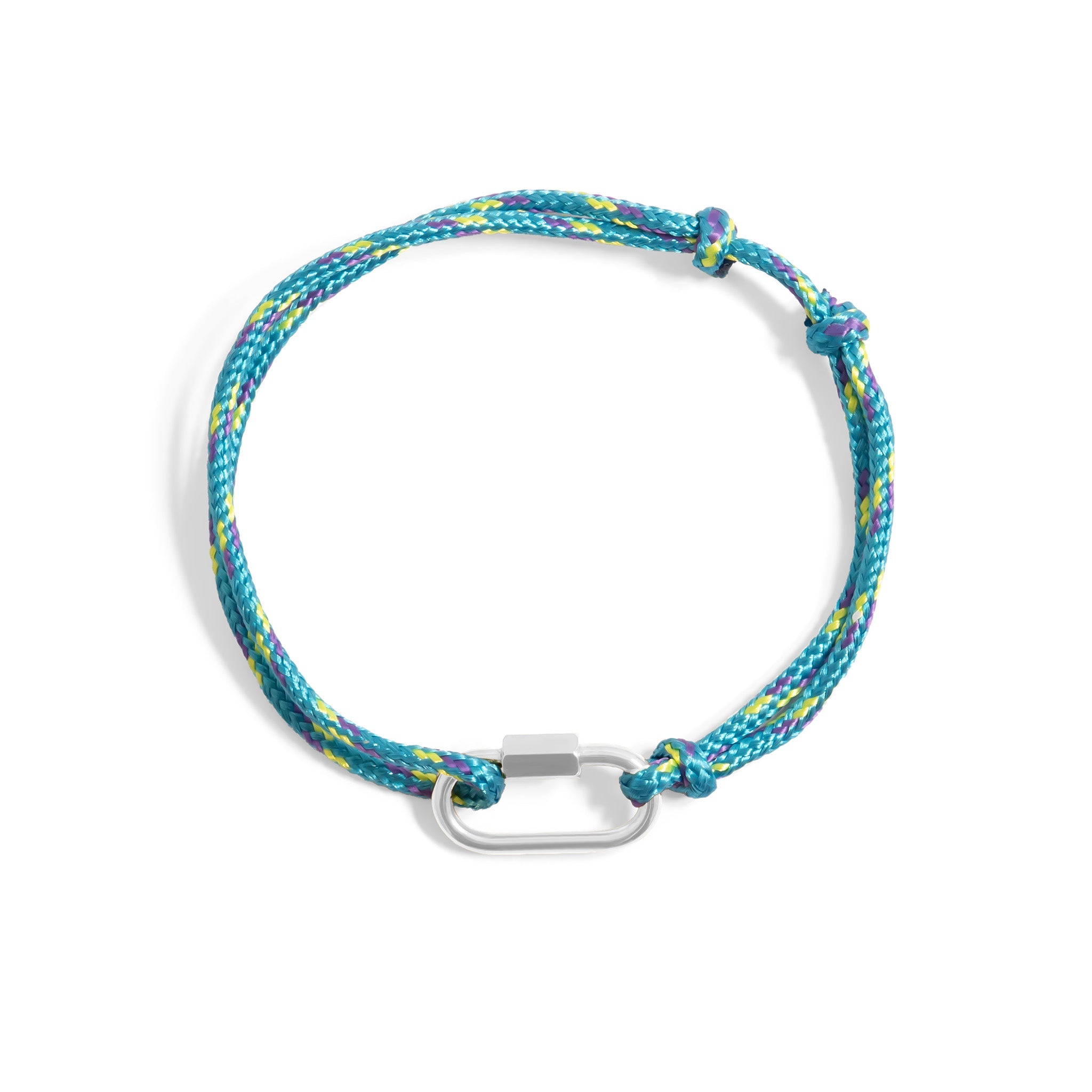 Silver / Teal Rope Carabiner Bracelet / BRJ1098