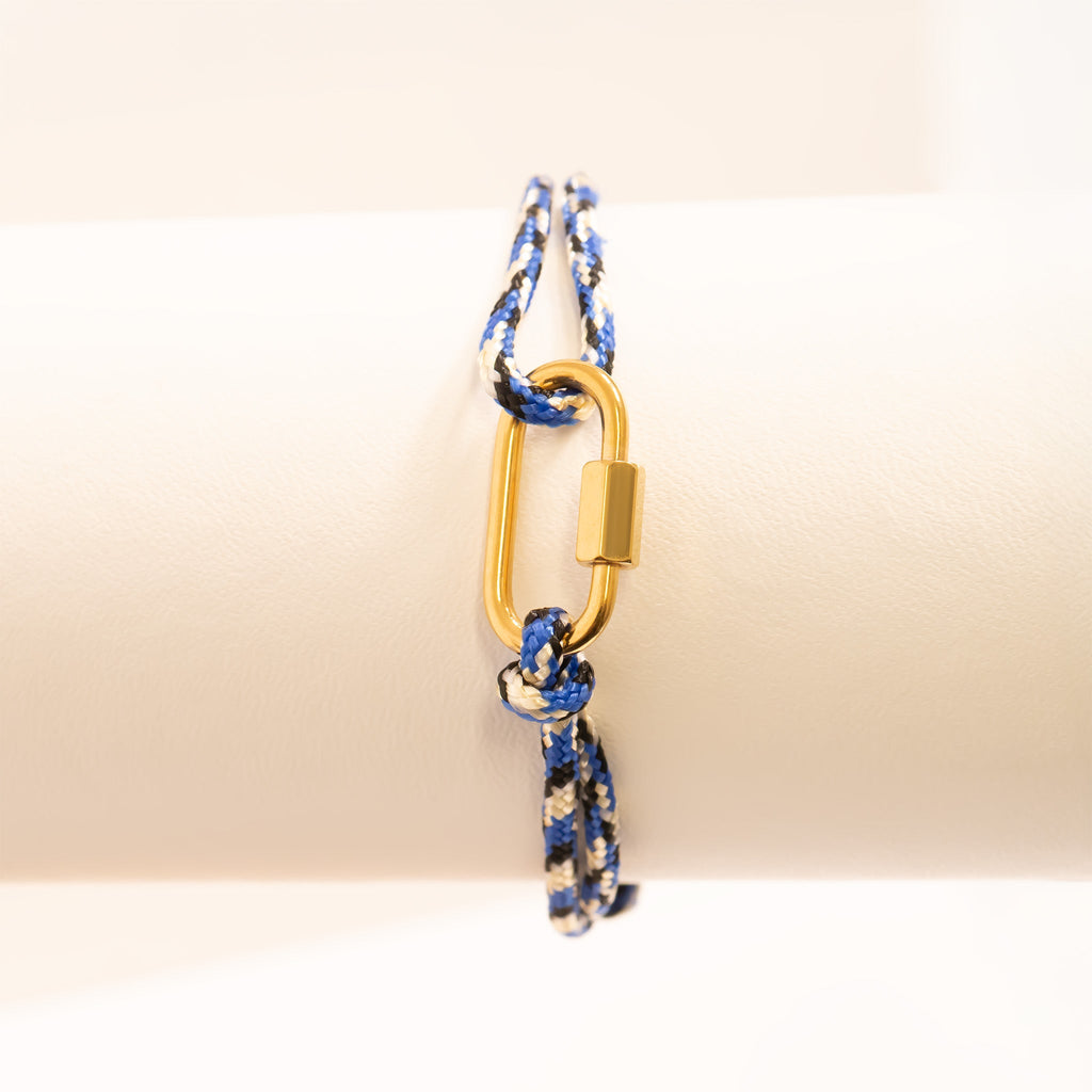 Gold / Navy Rope Carabiner Bracelet / BRJ1099