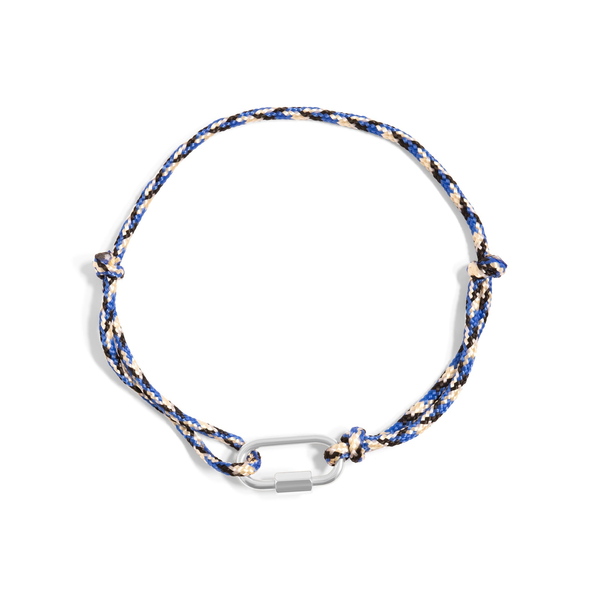 Silver / Navy Rope Carabiner Bracelet / BRJ1099