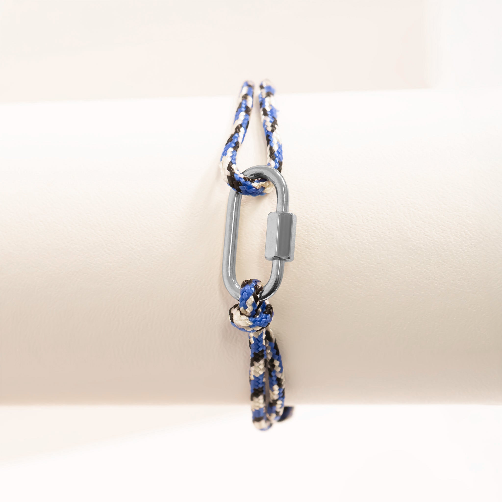 Silver / Navy Rope Carabiner Bracelet / BRJ1099