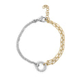 Mixed Metal Charm Bracelet – Adjustable Double Chain 18K Gold & Silver