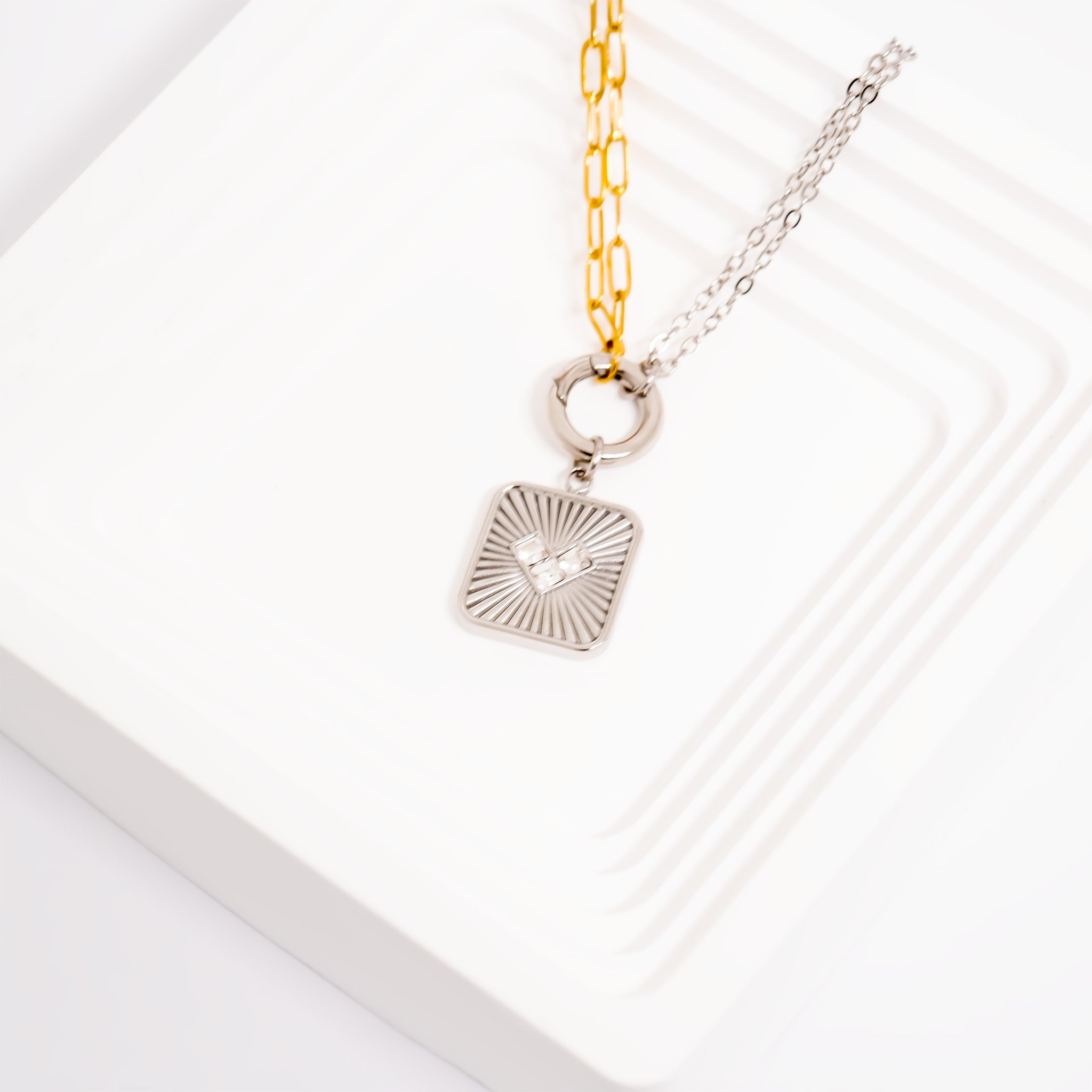 Mixed Metal Charm Bracelet – Adjustable Double Chain 18K Gold & Silver