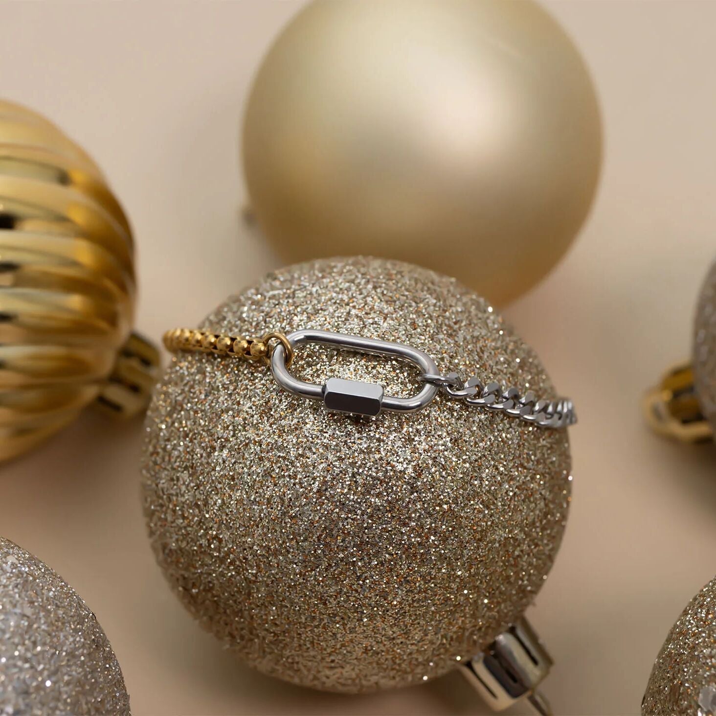 Mixed Metal Bracelet – Adjustable Split Chain With Carabiner Clasp | Hypoallergenic Jewelry