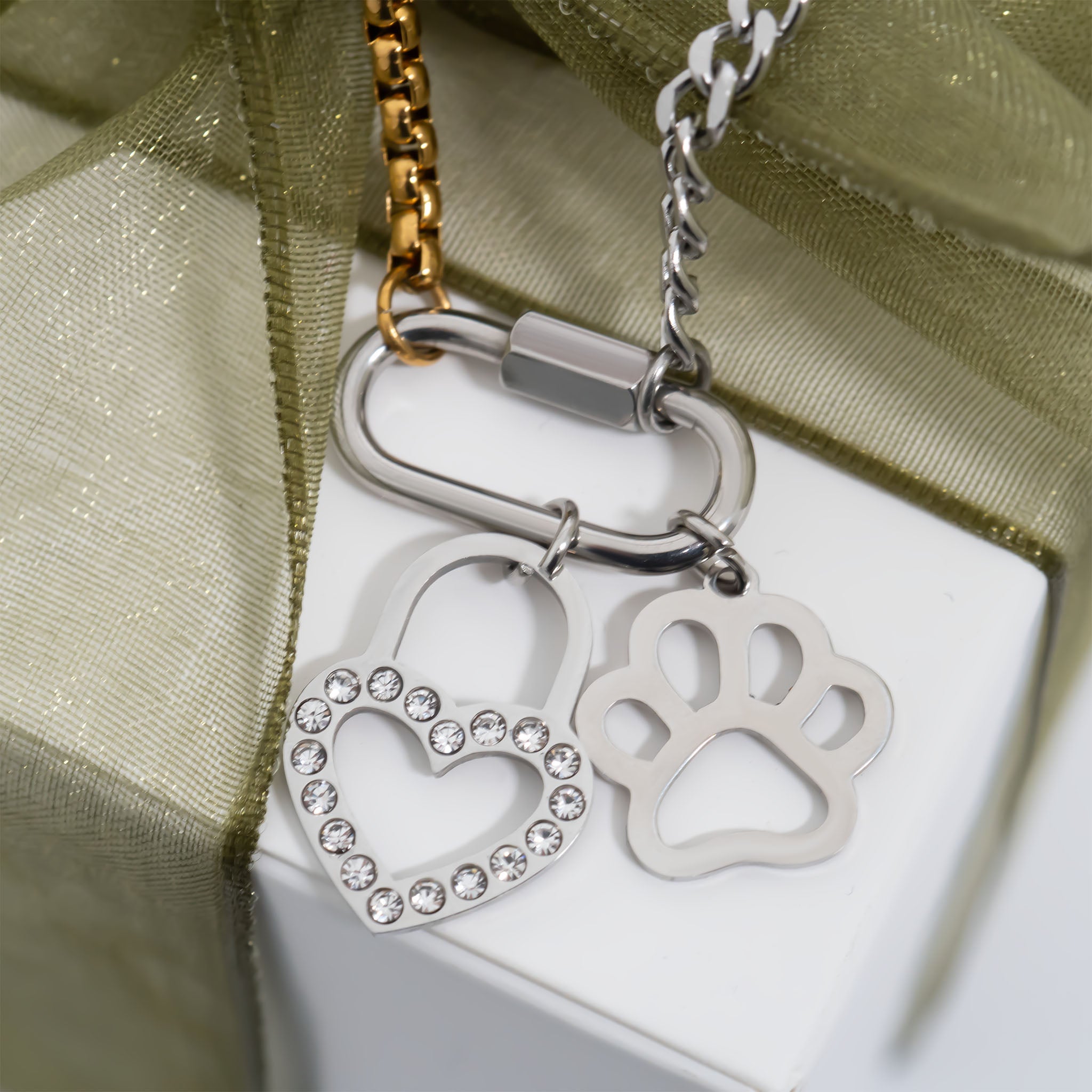 Mixed Metal Bracelet – Adjustable Split Chain With Carabiner Clasp | Hypoallergenic Jewelry