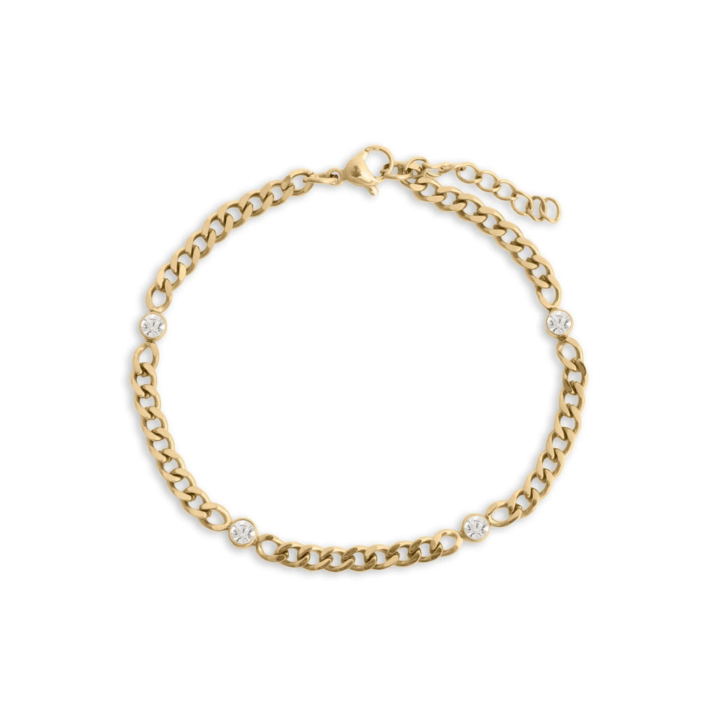 18K Gold Birthstone Bracelet – Adjustable Gold Station Bracelet, Tarnish Resistant